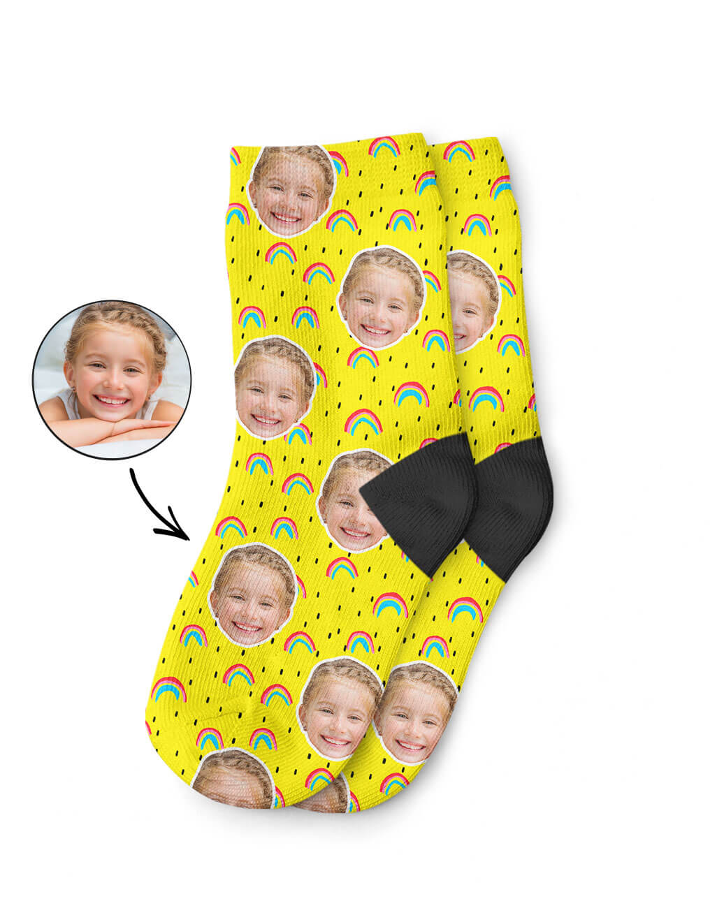 Personalised Rainbow Face Kids Socks