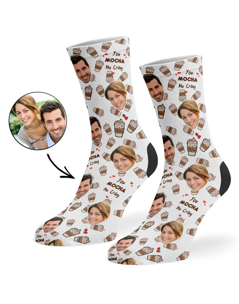 You Mocha Me Crazy Socks With Photos On