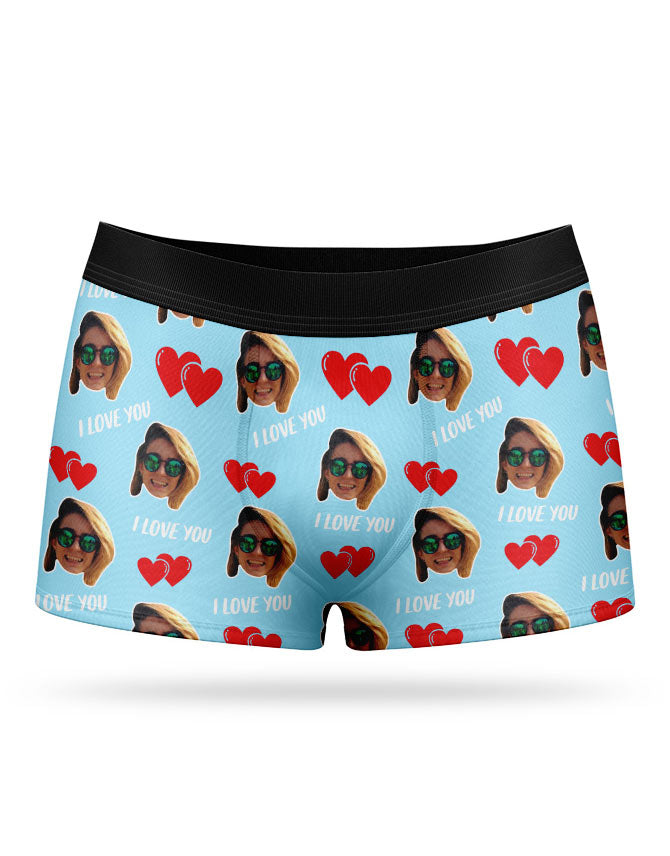 Baby Blue I Love You Valentines Boxers