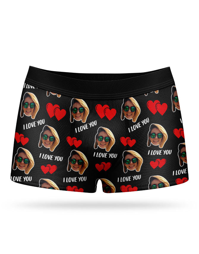 Black I Love You Valentines Boxers