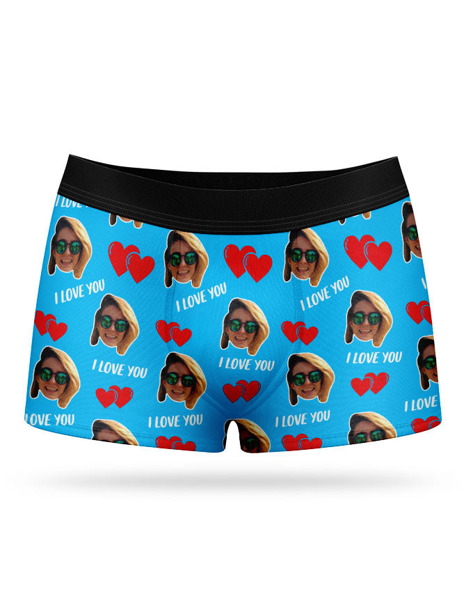 Blue I Love You Valentines Boxers