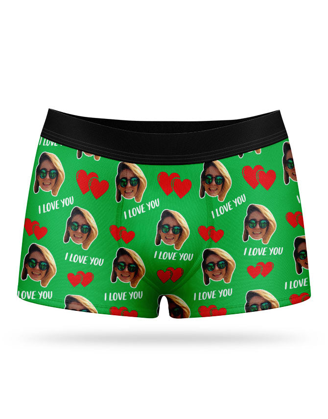 Green I Love You Valentines Boxers