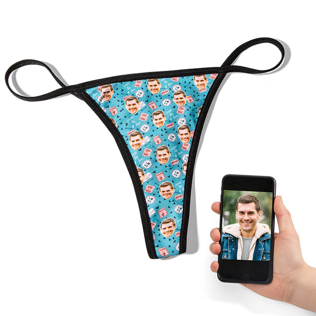 Love Stamps Face Thong