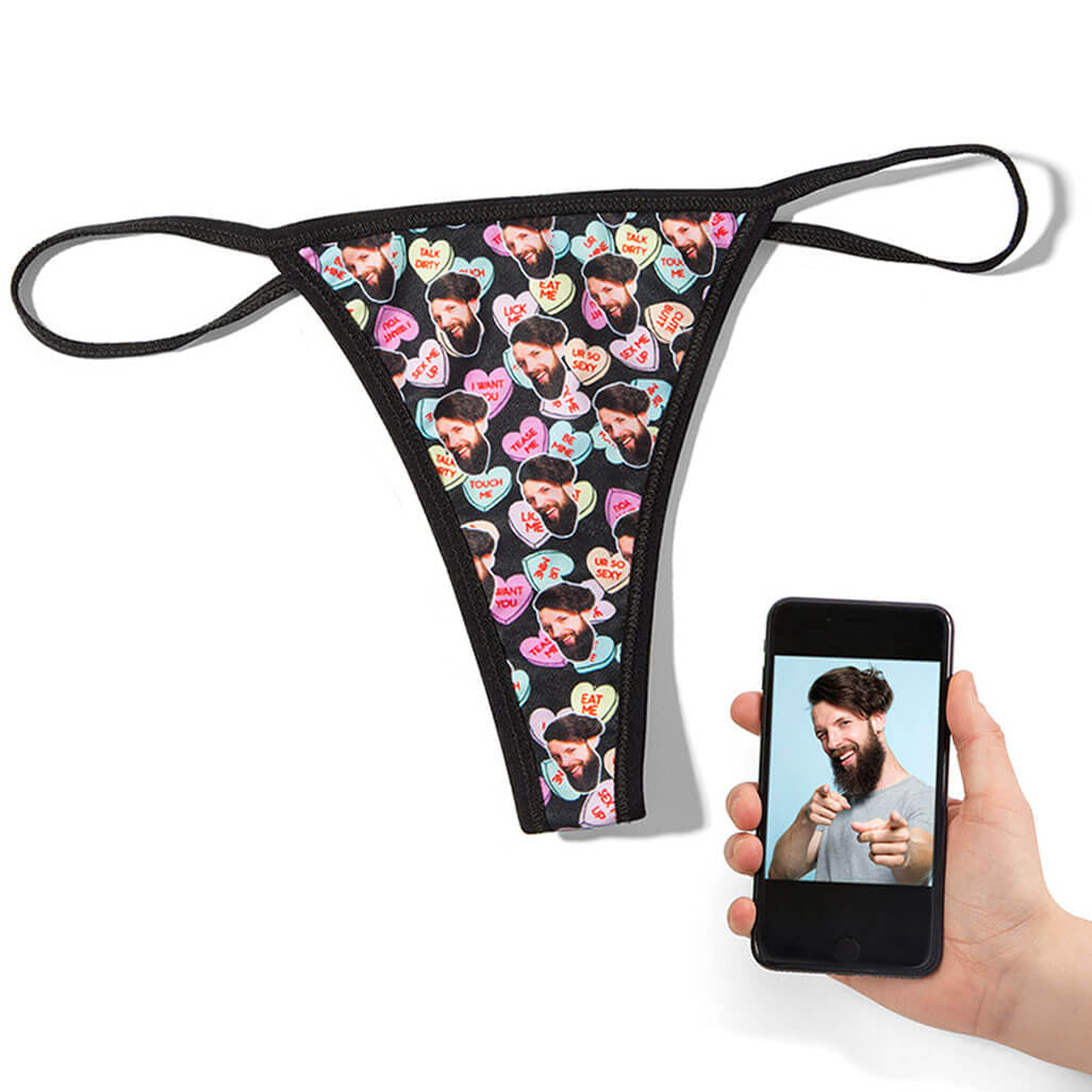 Naughty Love Hearts Face Thong