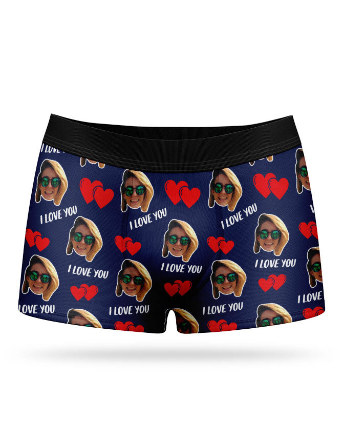 NAvy I Love You Valentines Boxers
