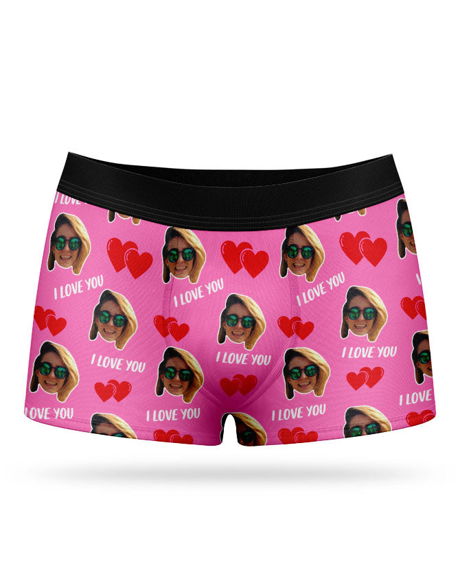 Pink I Love You Valentines Boxers