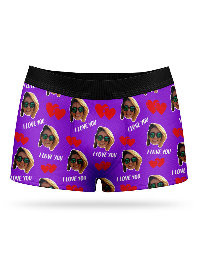 Purple I Love You Valentines Boxers