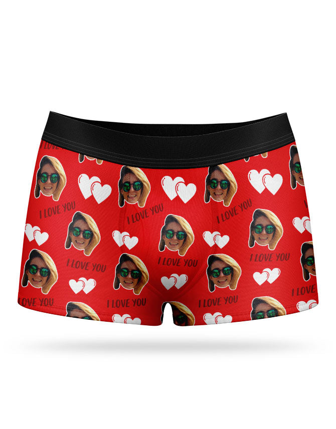 Red I Love You Valentines Boxers