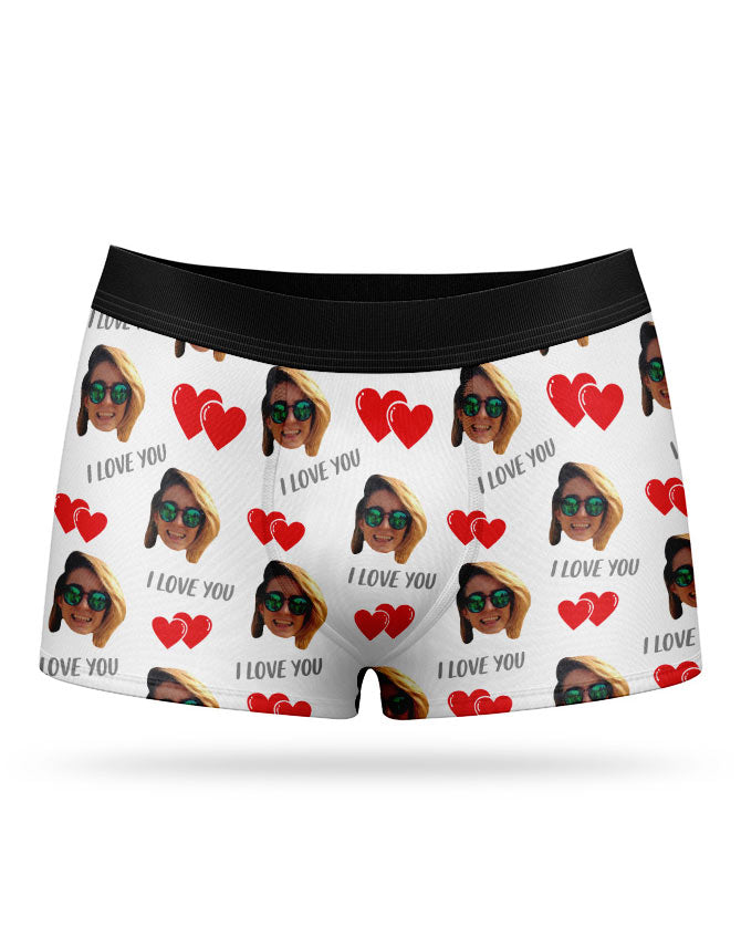 White I Love You Valentines Boxers
