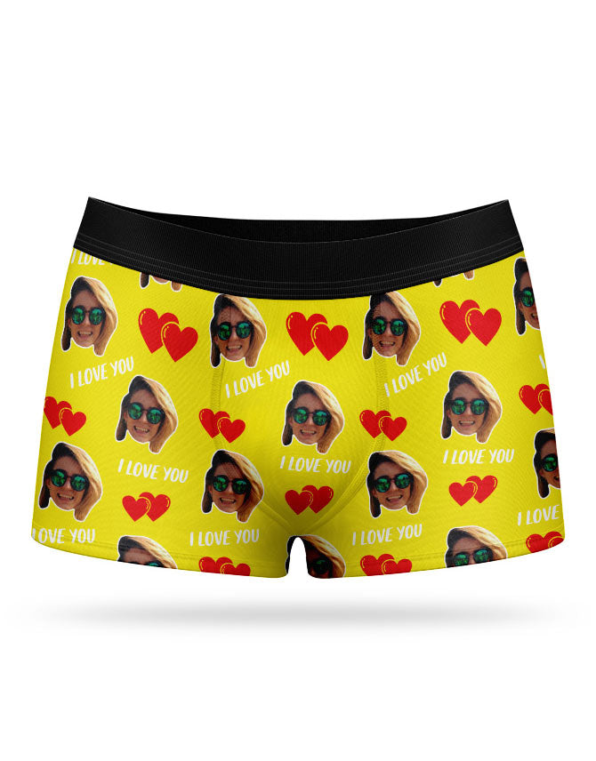 Yellow I Love You Valentines Boxers