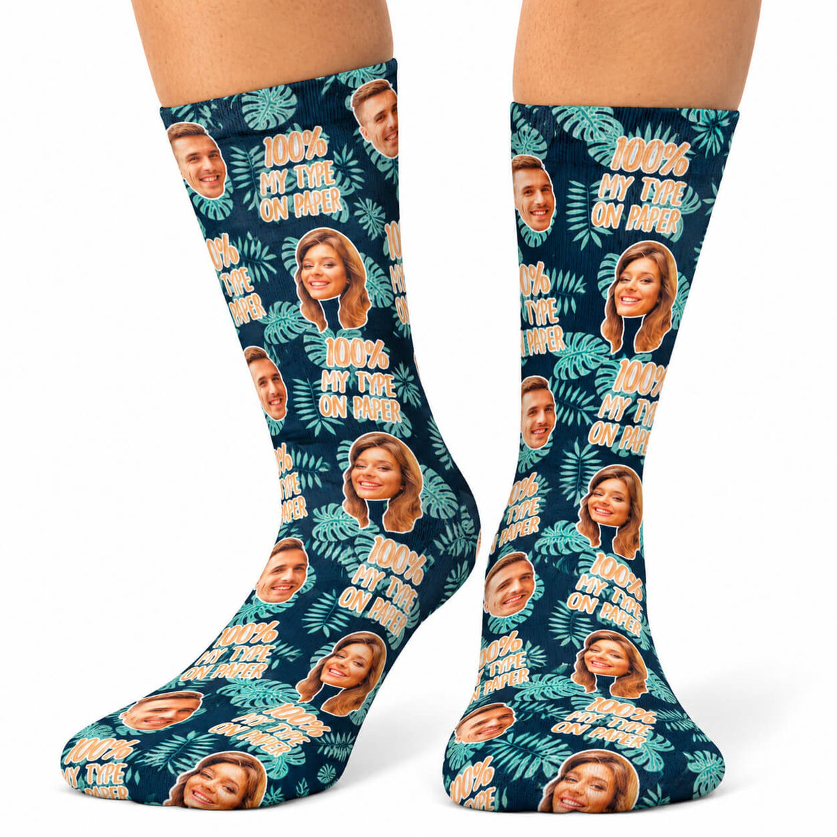 100% My Type on Paper Face Socks