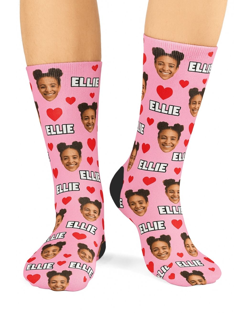 Heart Pattern Socks Personalised With Face & Name