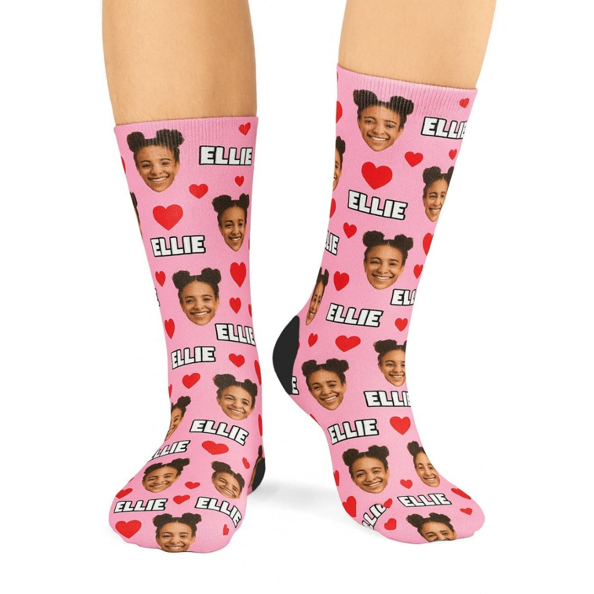 Heart Pattern Socks Personalised With Face & Name