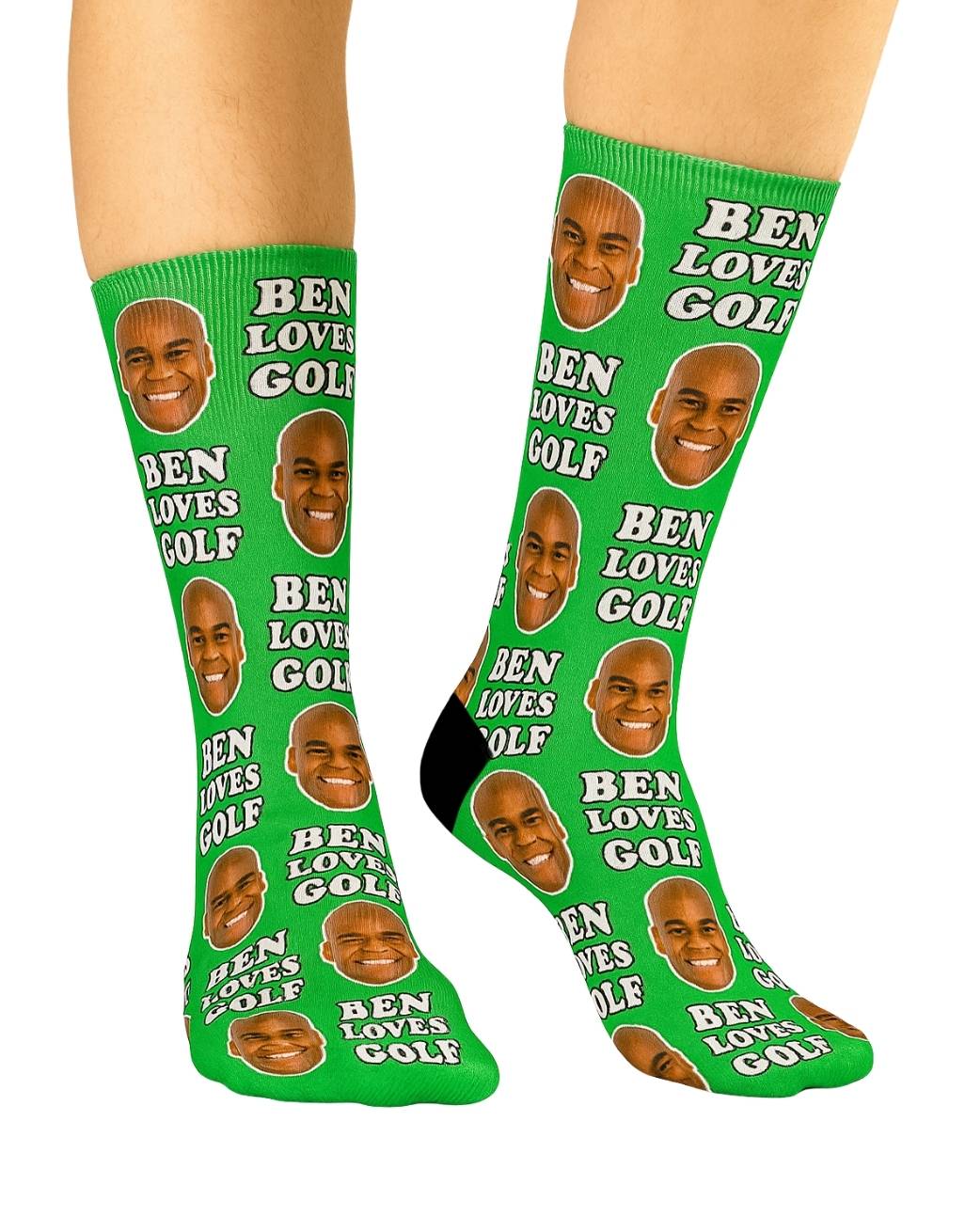 Personalised Name Loves Golf Socks With Face