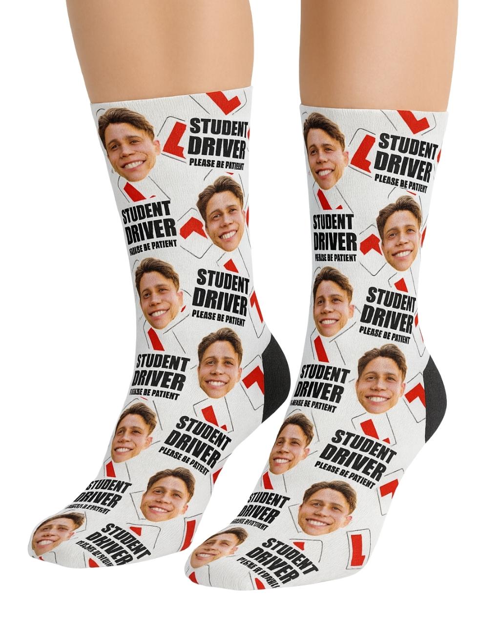 student driver face socks