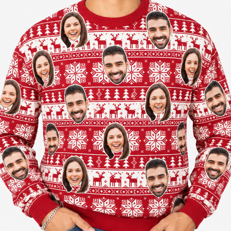 Your Face Nordic Red Personalised Christmas Jumper