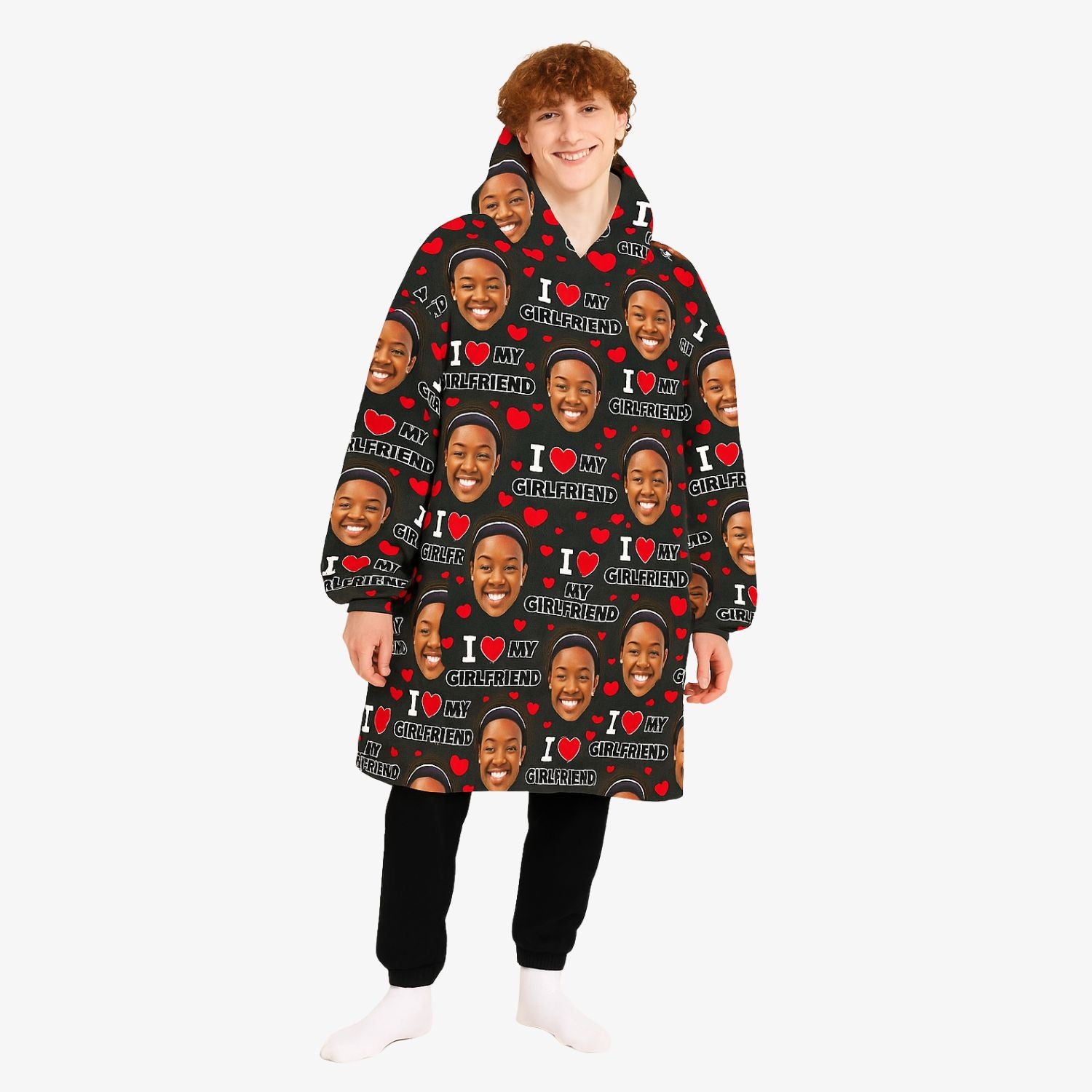 I Love My Girlfriend Hoodie Blanket