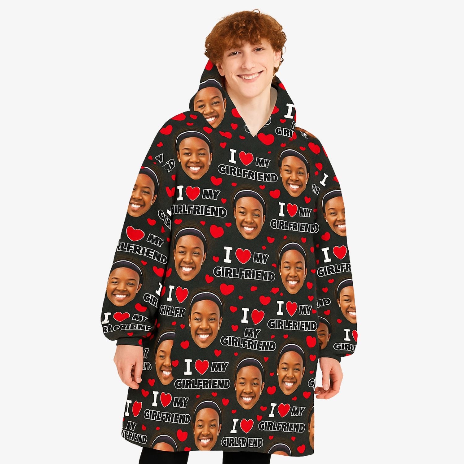 I Love My Girlfriend Hoodie Blanket