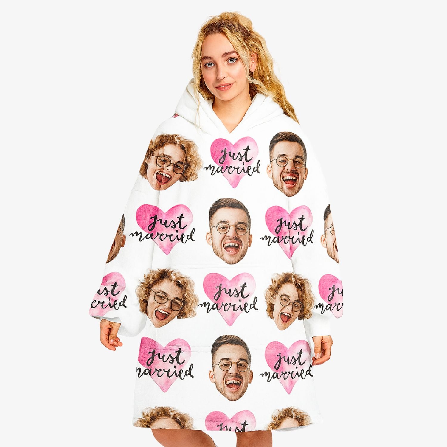 Just Married Hoodie Blanket
