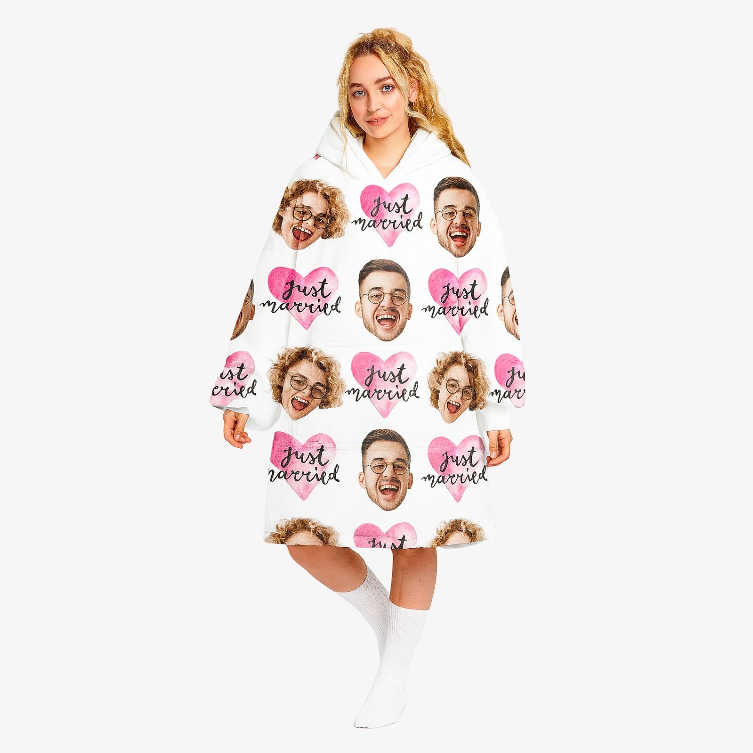 Just Married Hoodie Blanket
