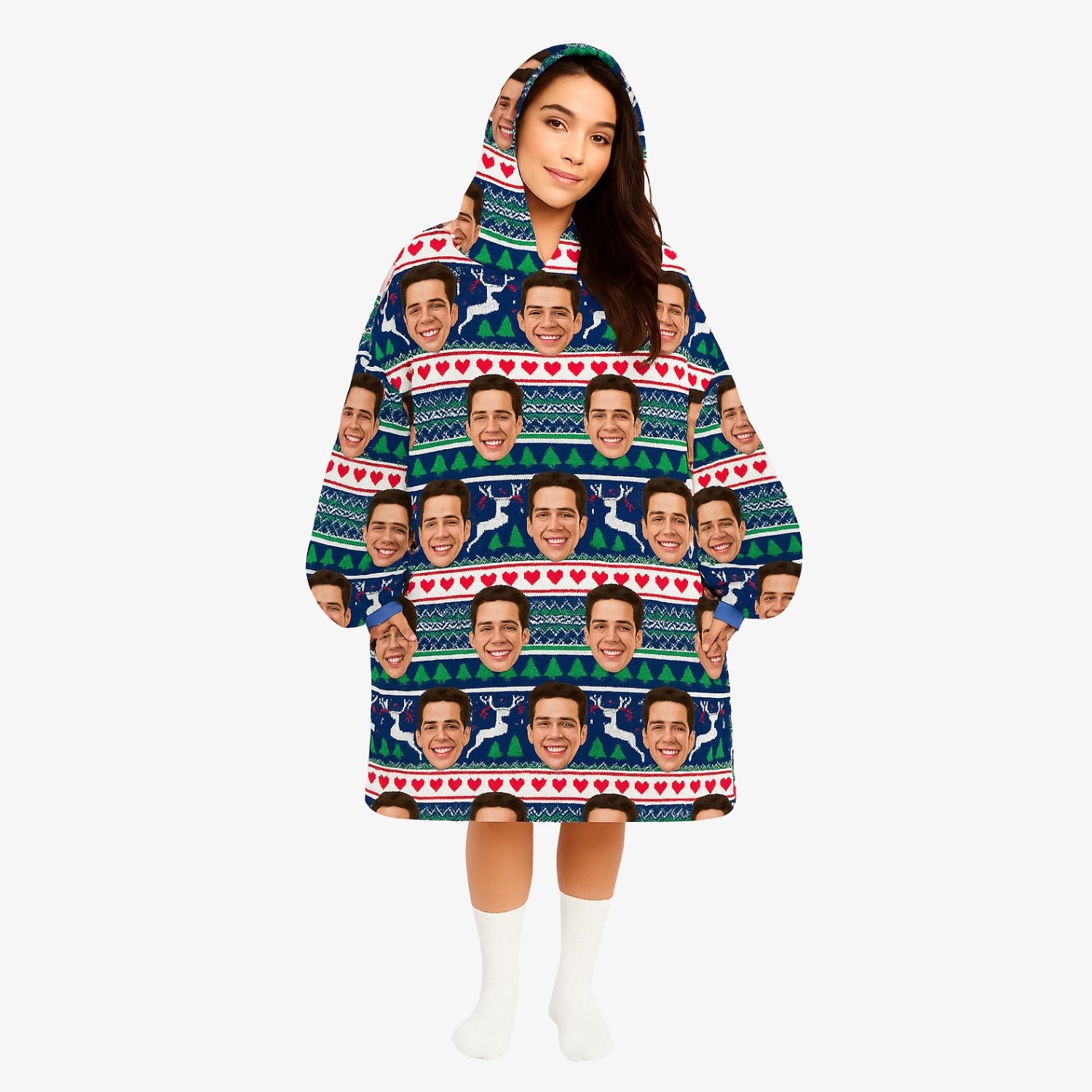 Xmas Face Hoodie Blanket