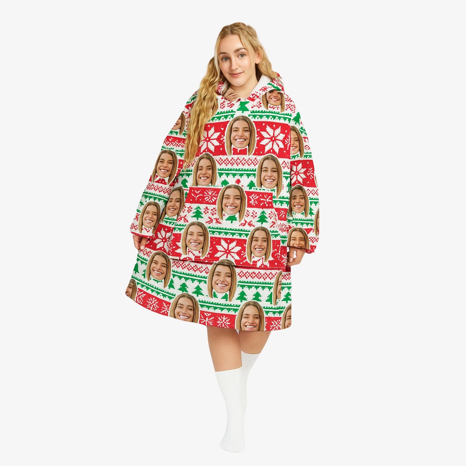 Christmas Face Hoodie Blanket