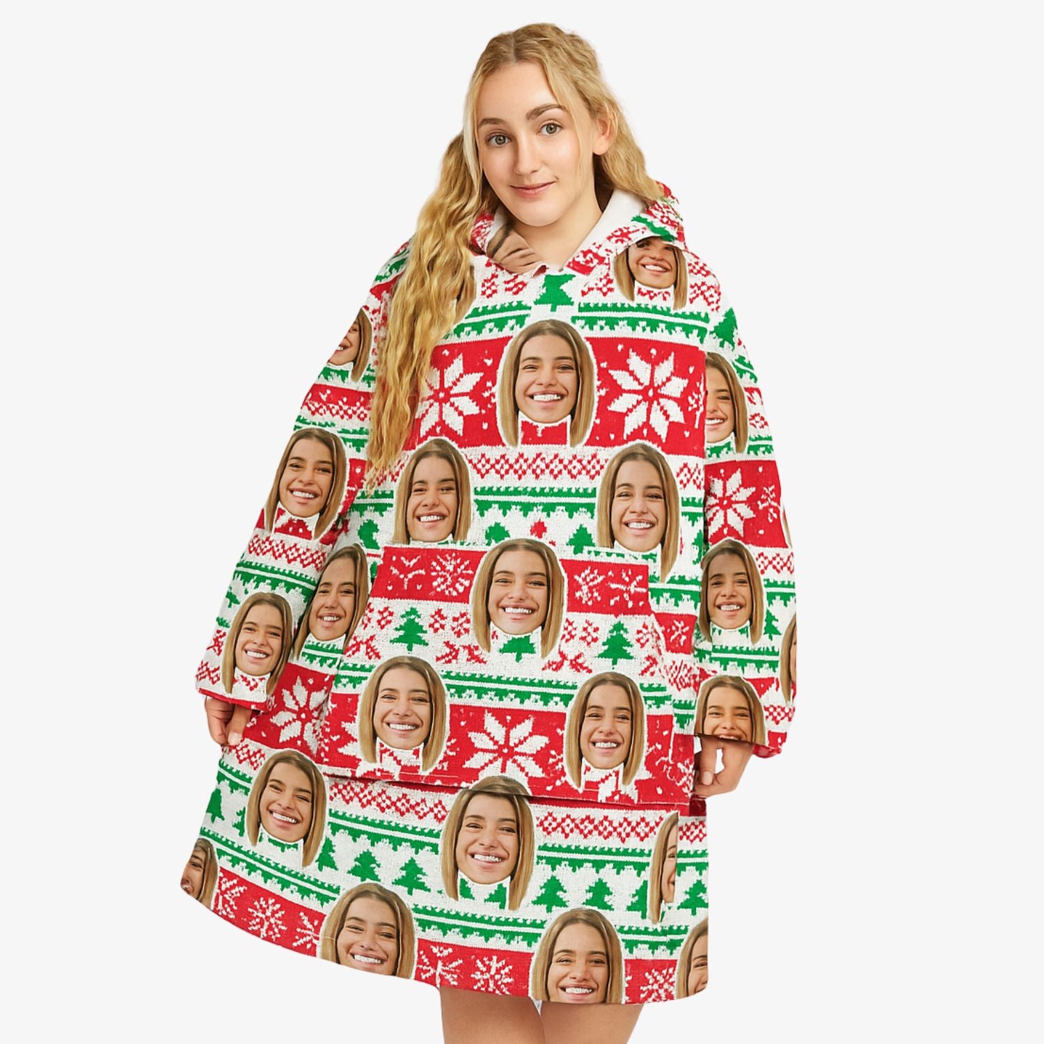 Christmas Face Hoodie Blanket
