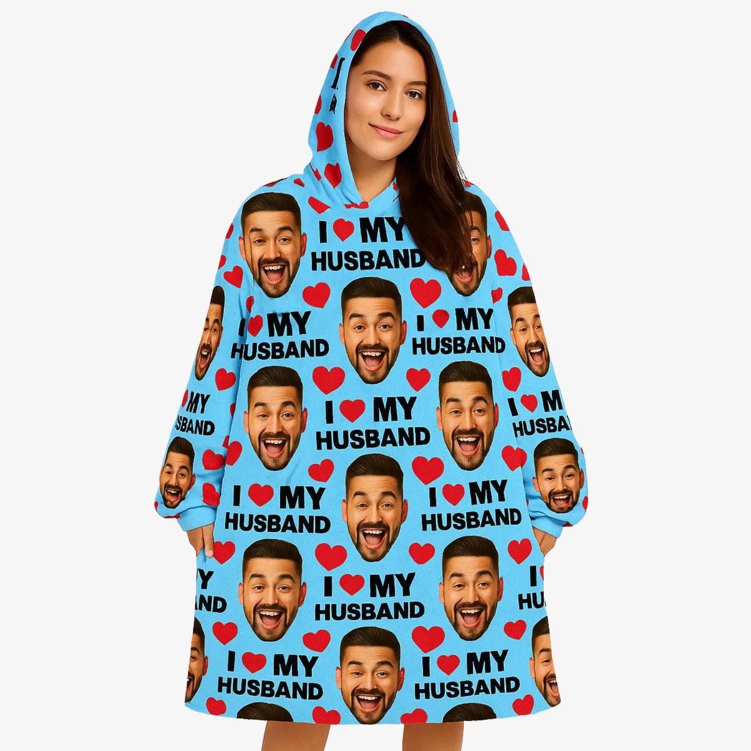 I Love My Husband Hoodie Blanket