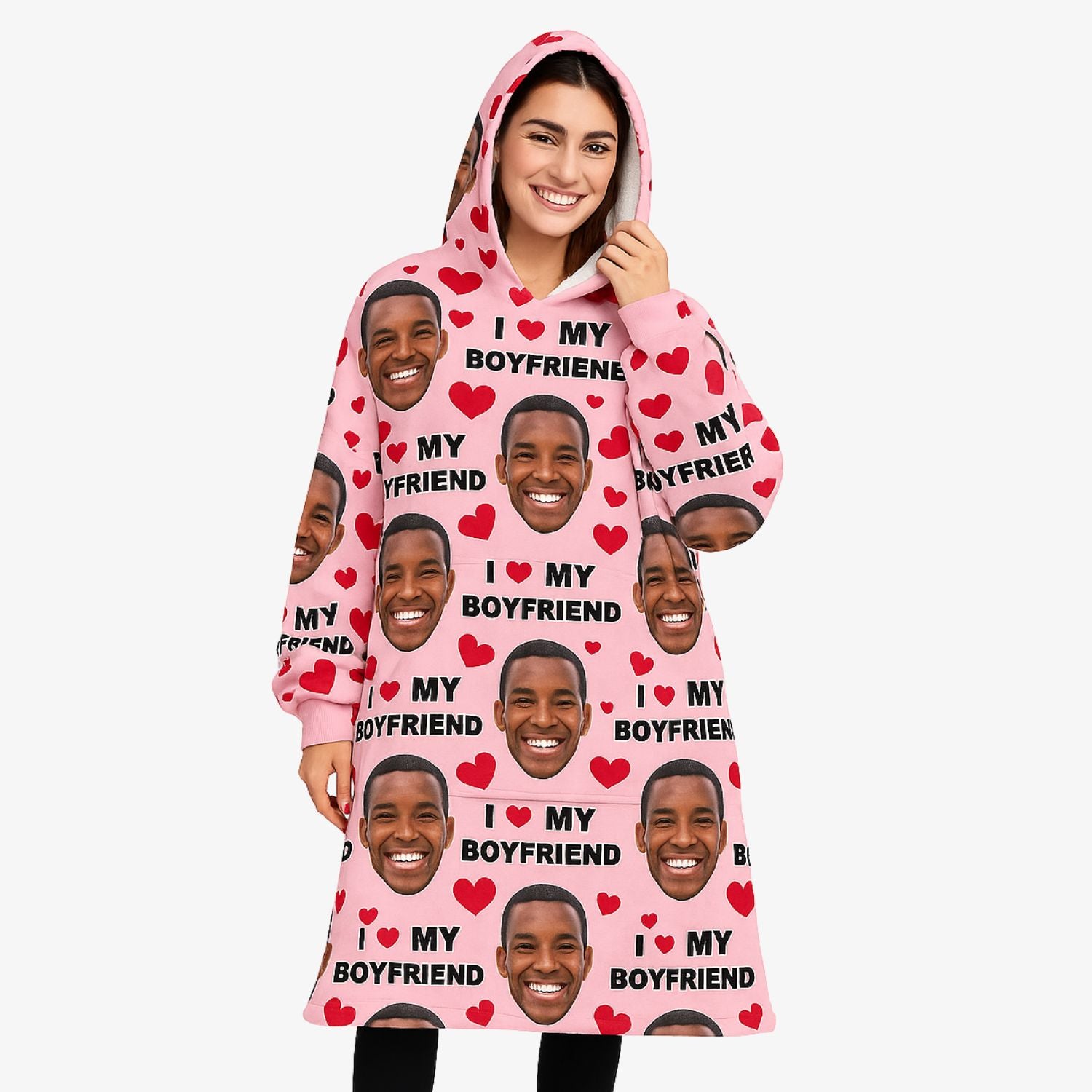 I Love My Boyfriend Hoodie Blanket