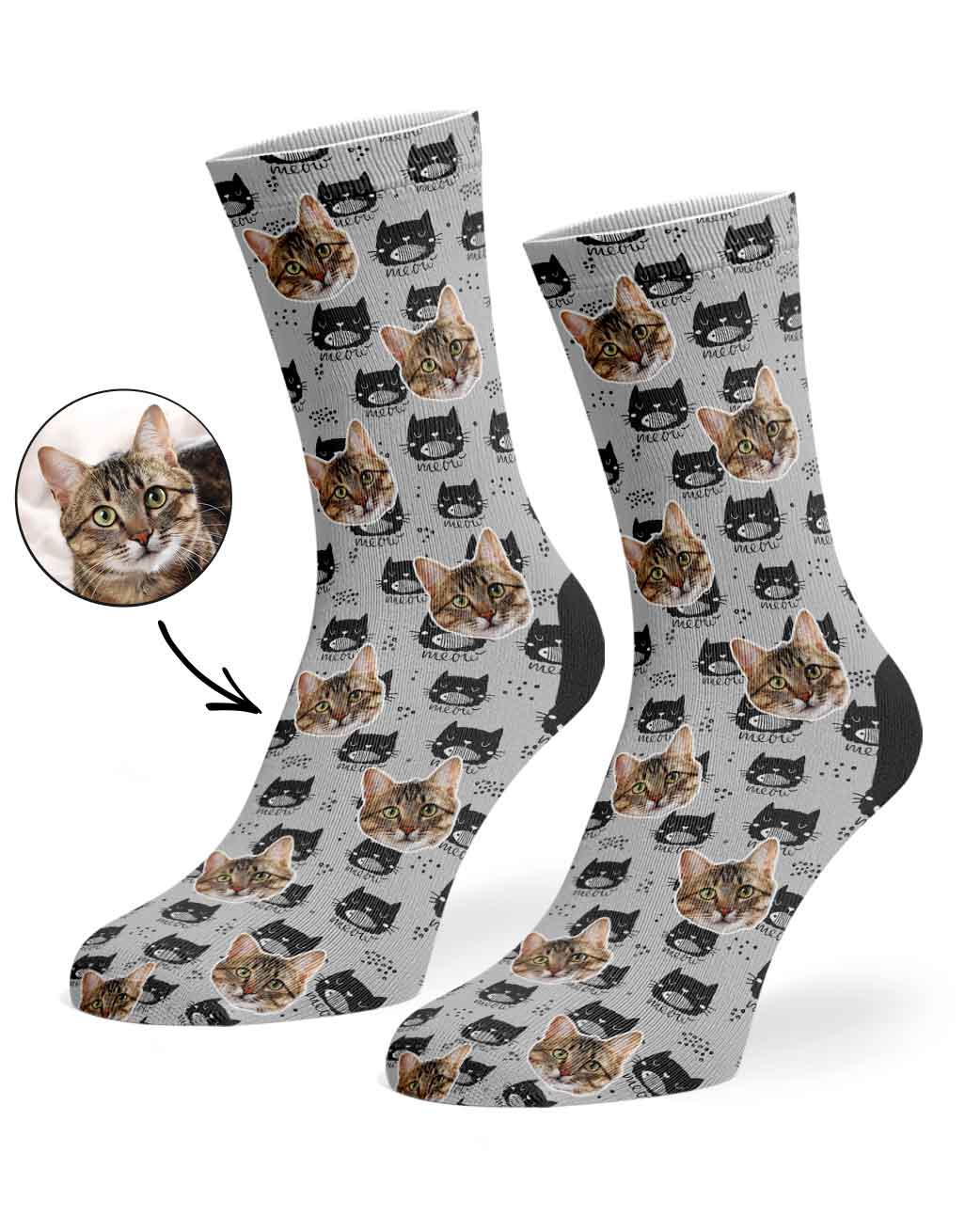 Meow Cat Pattern Socks