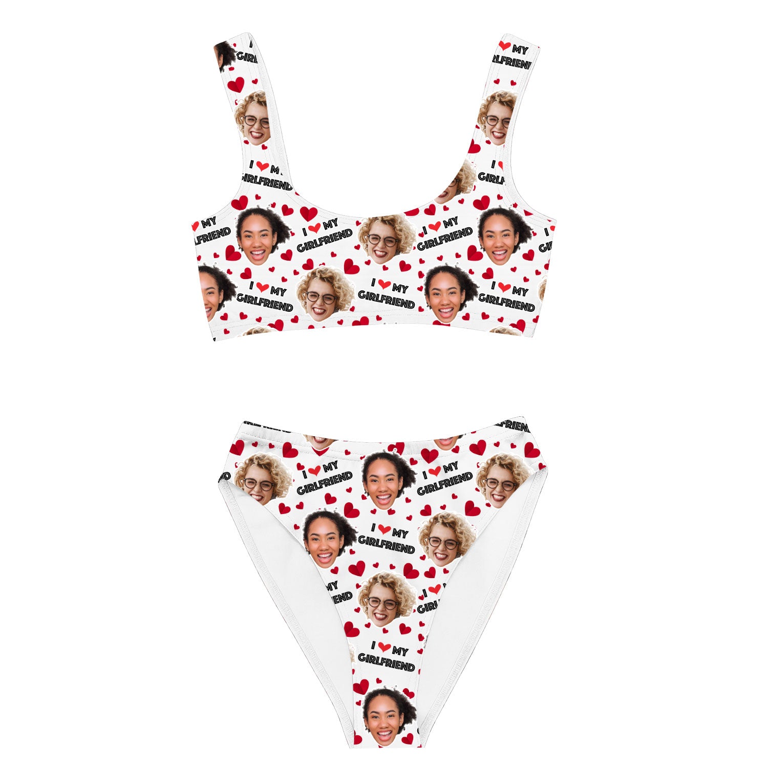 I Love My Girlfriend Custom Made Bikini Set