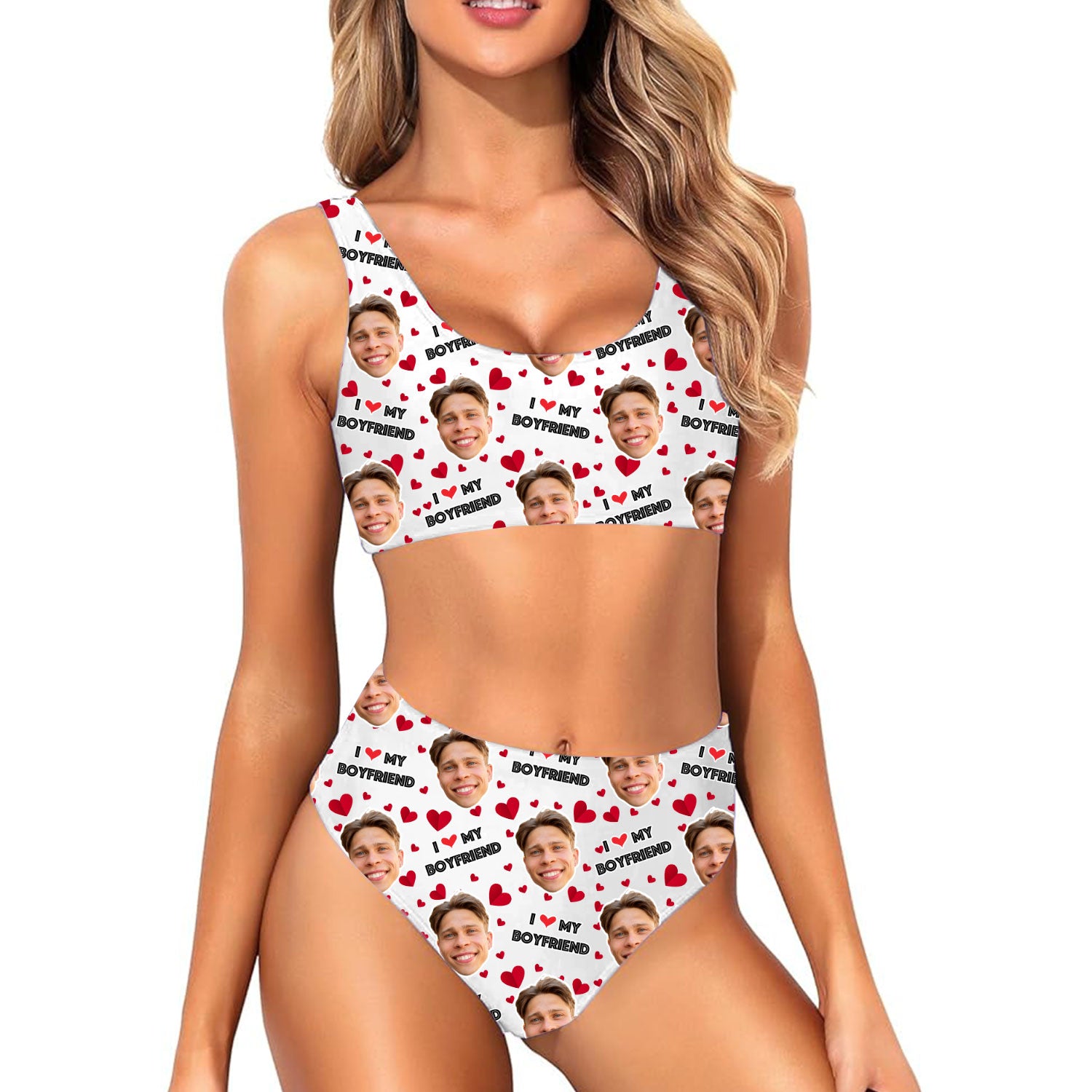 I Love My Boyfriend Custom Made Bikini Set