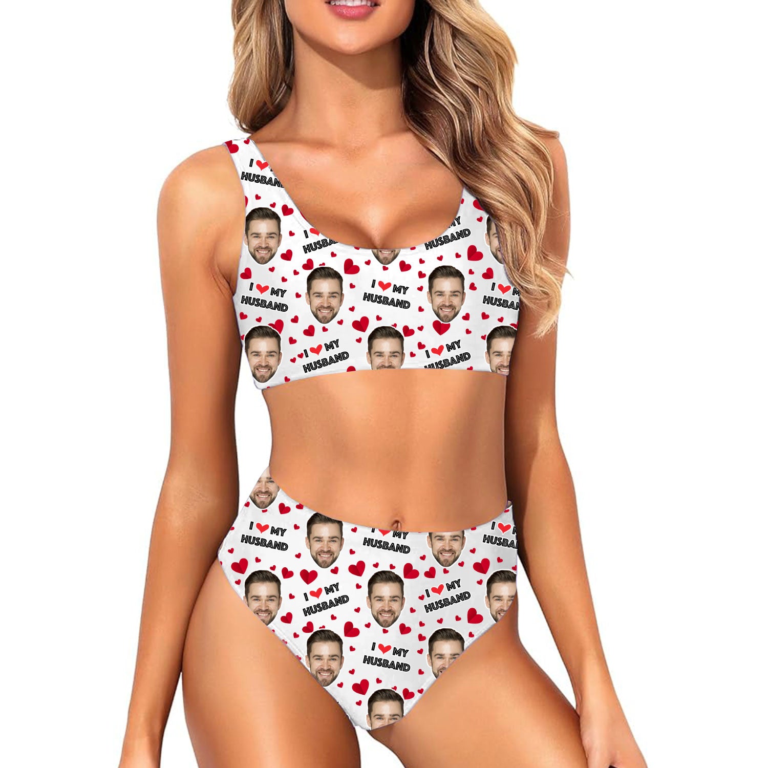 I Love My Husband Custom Made Bikini Set