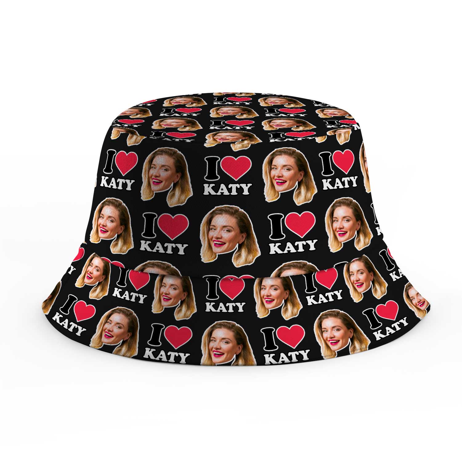 I Heart [Name] and Face Custom Bucket Hat