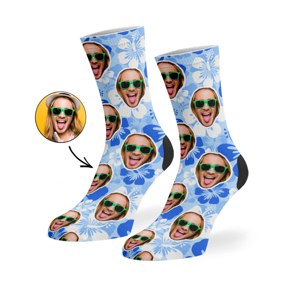 Blue Hawaiian Face Socks