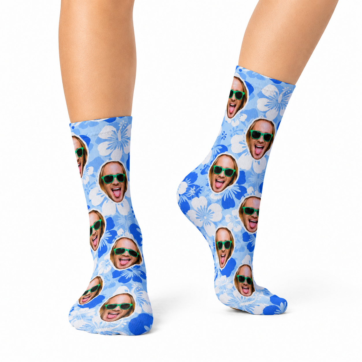 Blue Hawaiian Face Socks