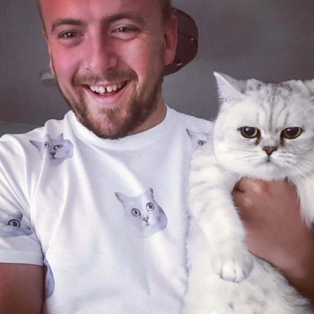 Men's Cat Pyjamas - Red Tartan Shorts Set