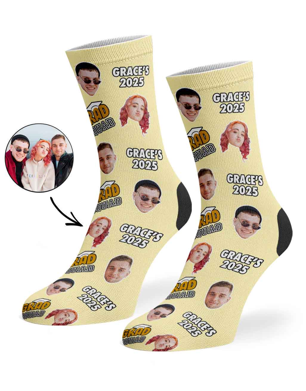Personalised Grad Squad Socks With Your Name & Faces