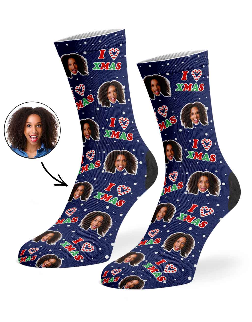 I Heart Xmas Candy Cane Socks