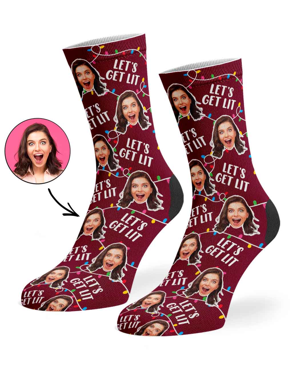 Let's Get Lit Christmas Socks