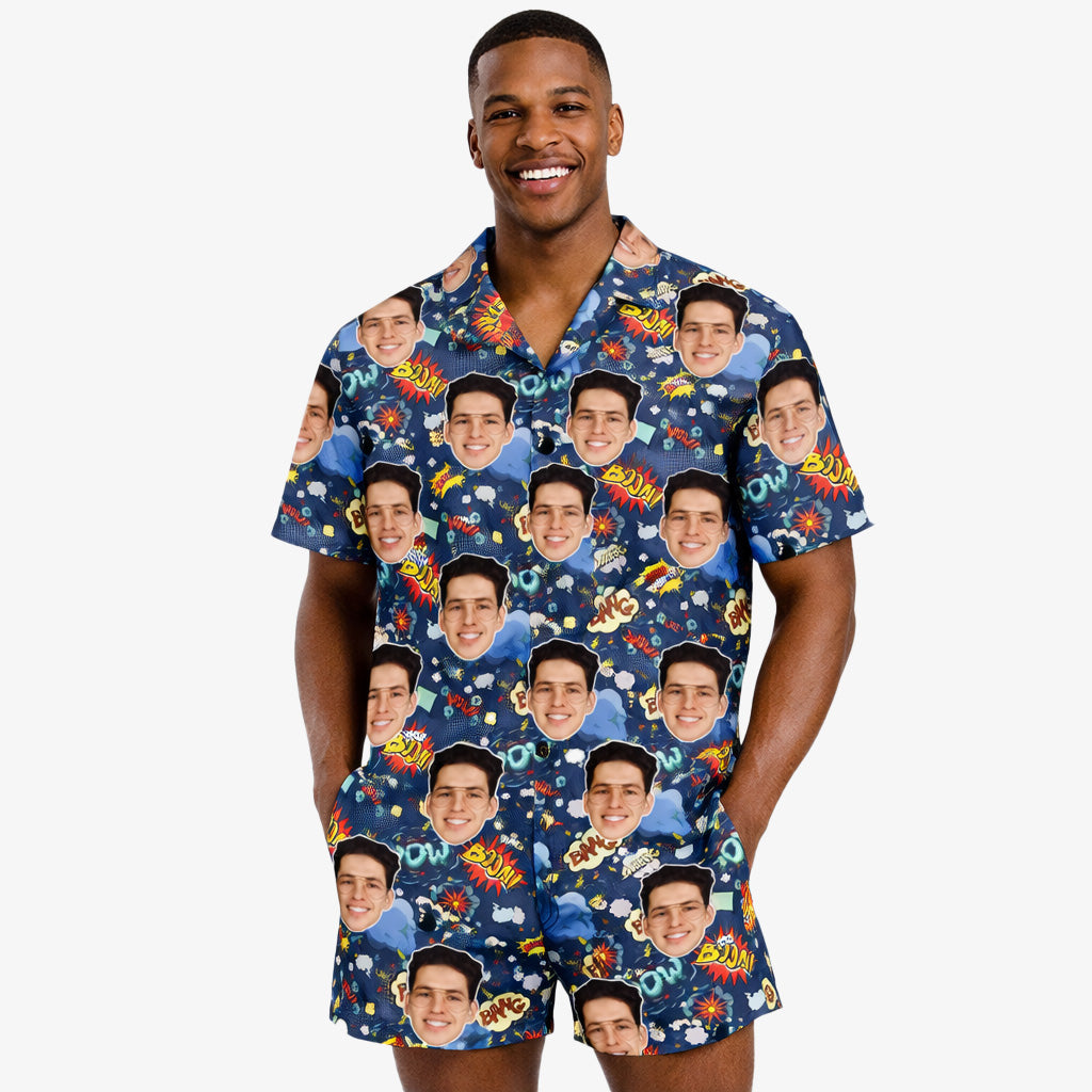 Cartoon Comic Personalised Hawaiian Shirt Shorts Set
