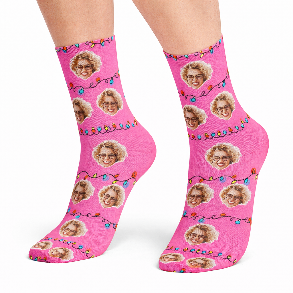 Christmas Lights Face Socks