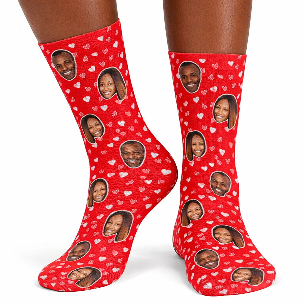 Couples Face Hearts Socks