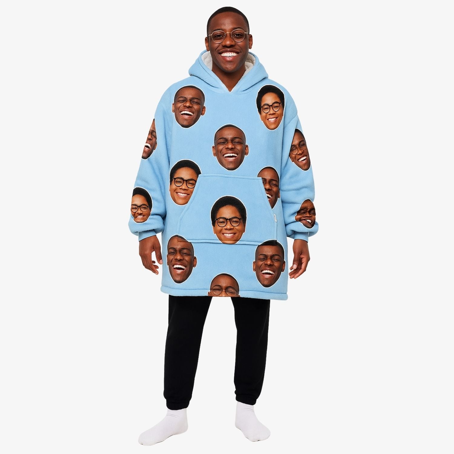 Couples Face Hoodie Blanket