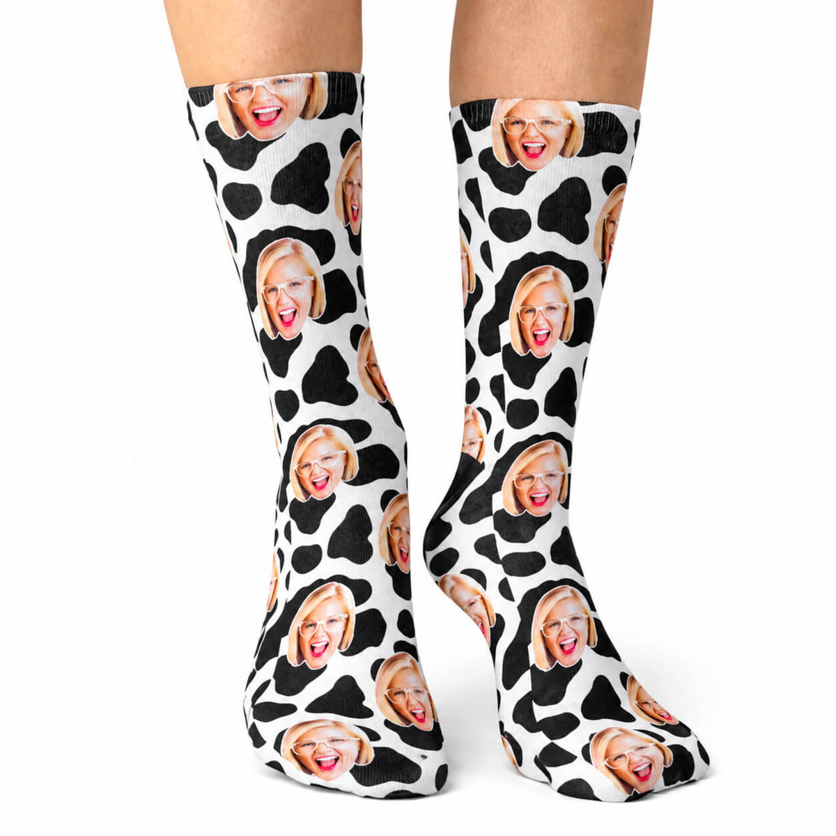 Cow Print Face Socks