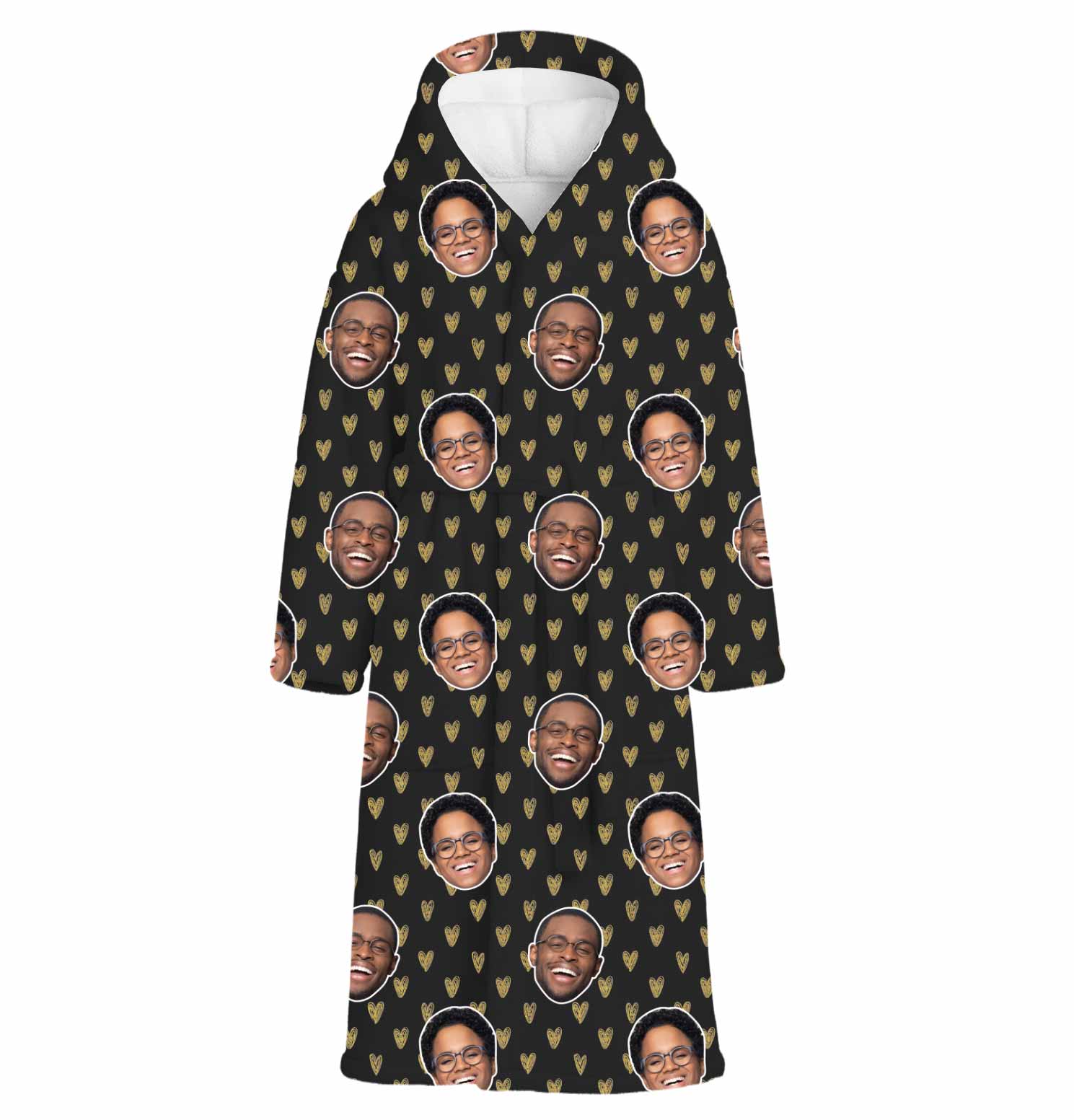 Gold Hearts Personalised Dressing Gown