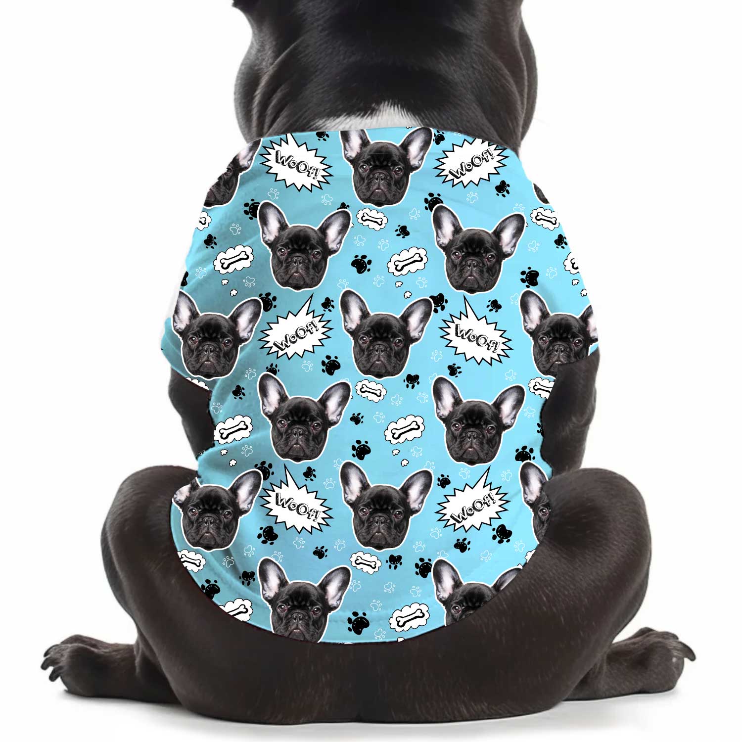 Woof Puppy Print Personalised Dog T Shirt
