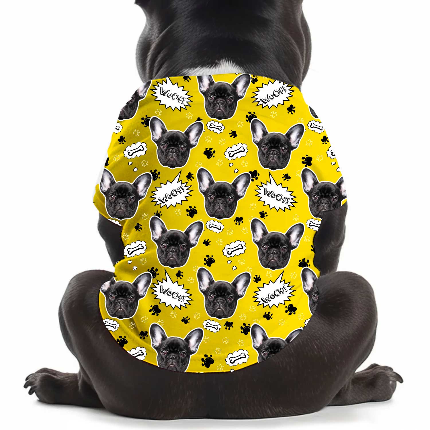 Woof Puppy Print Personalised Dog T Shirt