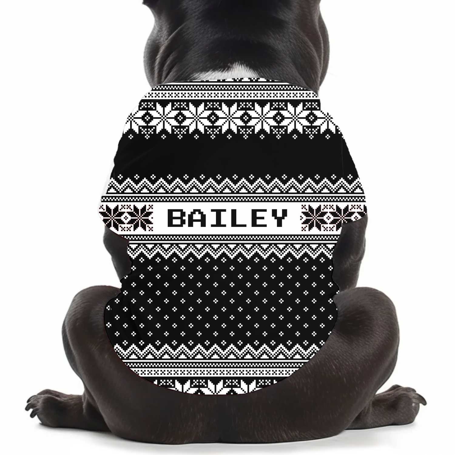 Your Pup's [Name] on Nordic Christmas Pattern Personalised Dog T Shirt