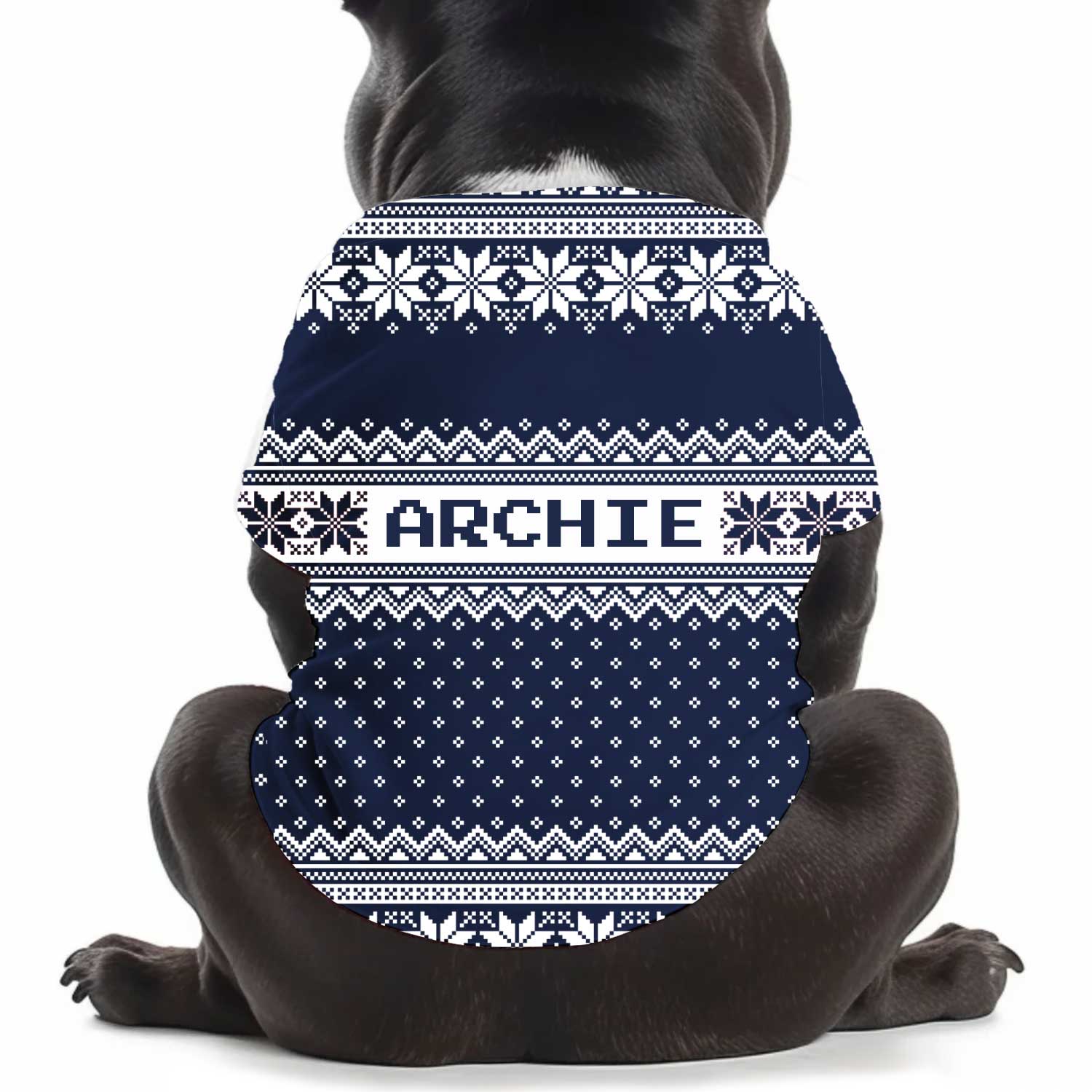 Your Pup's [Name] on Nordic Christmas Pattern Personalised Dog T Shirt